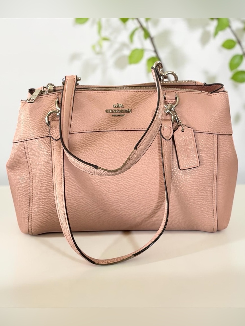 Coach Brooke Pink Leather Shoulder Bag with Silver Hardware